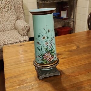 Floral Art Glass Vase with Stand